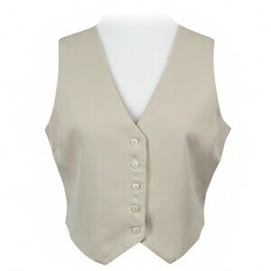 SIRENA Santa Barbara Cream Waistcoat Vest M Button Up Minimalist Chic MST8015